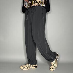 Vintage Y2K Nike Track Pants Mens XL Baggy Wide Leg Dark Grey Black Sweatpants